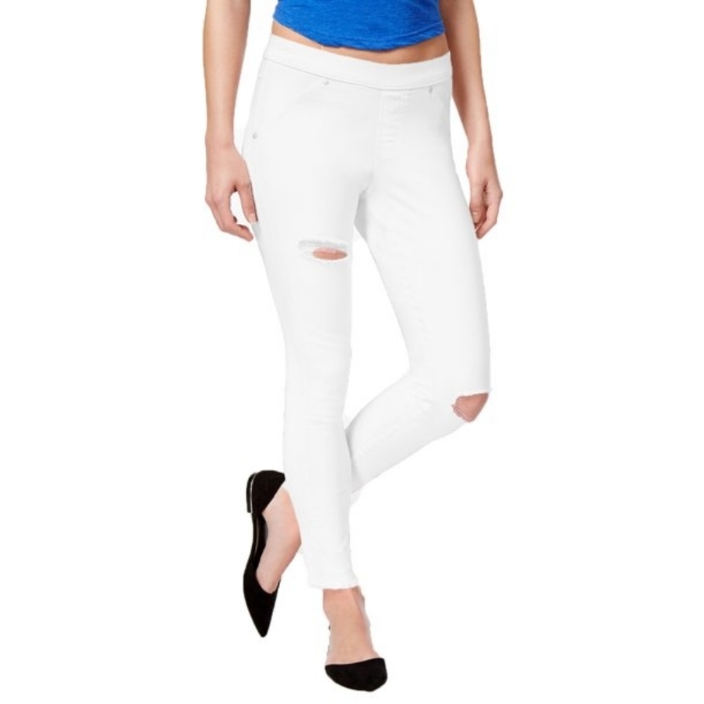 White denim leggings